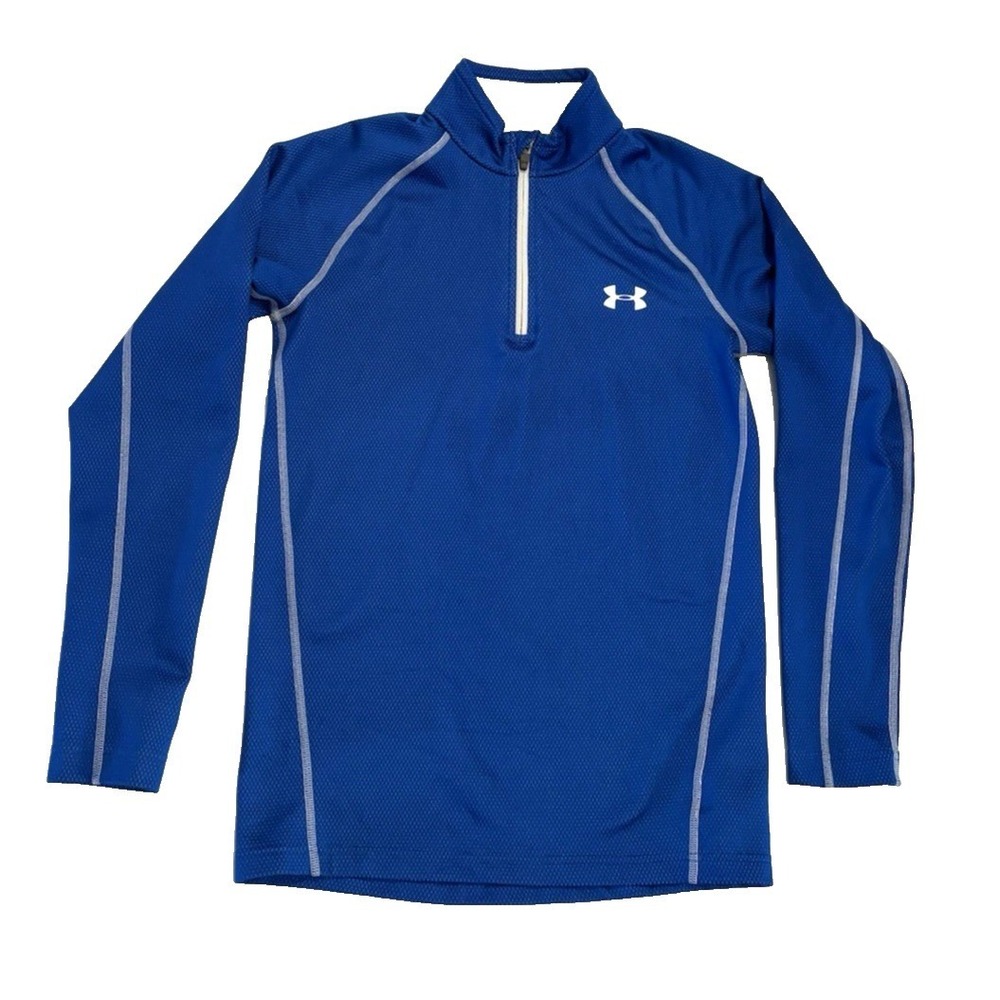 Under Armour ColdGear Mens Small Blue Fitted 1/4 Zip Long Sleeve Training Top - Picture 2 of 12